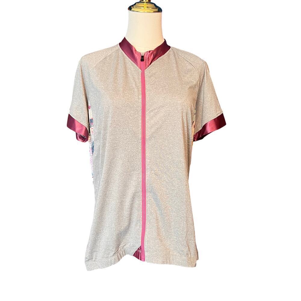 Louis Garneau ART FACTORY Cycling JERSEY Women’s. Gray Mauve and Flowers Size XL